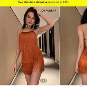 Burnt orange Fringe romper